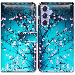 Bcov Case for Galaxy A54, Plum Blossom Flower Leather Flip Phone Case Wallet Cover with Card Slot Holder Kickstand for Samsung Galaxy A54 5G