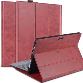 for Microsoft Surface Pro 4/5/6/7 Plus+ Case 12.3 inch 2015/2017/2018/2019/2021 Genuine Leather Cover Protective Shell Compatible with Type Cover Keyboard and Pencil Holder.Brown