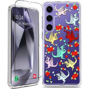 Coolwee Clear Glitter for Galaxy S24 Case - 6.2 inch, Shockproof Thin Flower Slim Cute Crystal Lace Bling Women Hard Back Soft TPU Bumper Protective Cover for Samsung S24 Mandala Henna