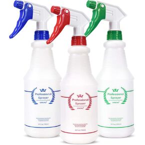 Plastic Reusable Spray Bottles 2 Pack Heavy-Duty HDPE Containers