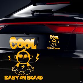 2pcs Baby On Board Sticker for Cars, Cute Vinyl Baby Kids in Car Sticker Decal for Rear Window Bumper Sticker (Reflective blue)