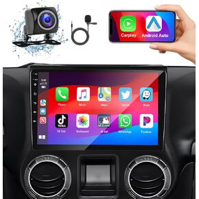 Podofo 5GWiFi 8Core 2G+64G Wireless Android Auto & Apple Carplay Car Stereo for Jeep Wrangler JK 2015-2017,10.1" IPS Touchscreen Car Radio with Bluetooth5.0,GPS,SWC,FM/RDS,EQ,DSP+AHD Backup Camera+MIC