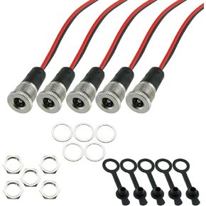 Heyous 5PCS 5.5x2.1mm 10A DC-099 Power Jack Cord Socket Threaded Female Mount Connector Adapter Barrel Jack Panel Adapter Connector with Waterproof Cover Cap