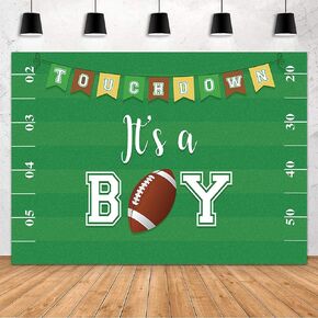 MEHOFOND 7x5ft Football Baby Shower Backdrop for Boy Football Baby Shower Decorations Banner Touchdown A Baby Boy is On The Way Photography Background Banner of Cake Table Photo Studio Props
