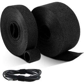 2 Roll 32Ft Cut to Length Straps 1Inch + 2Inch Wide, Nearockle Self-Gripping Double Sided Hook and Loop Roll, Reusable Heavy Duty Bundling Cable Ties for Home, Office Cable Management