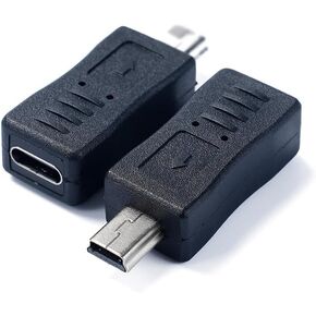 USB C to Mini USB Adapter, 2 Pack USB Type C Female to USB Mini 5pin Male Converter Adapter Suitable for Phone and Tablet(TypeC Female/Mini Male)
