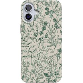 Casely iPhone 16 Case | Sage Garden | Green Floral | Classic Ultra Slim Case Design | Compatible with MagSafe