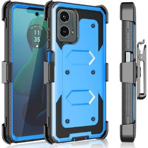 Tekcoo Holster Case for Motorola Moto G 2024 [5G Only] | XT2417 [Tshell] Shock Absorbing [Built-in Screen Protector] [Kickstand Locking Belt Clip] Carrying Swivel Defender Full Body Cover [Green]