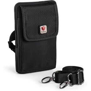 Ranboo Nylon Cell Phone Holster Fits for iPhone 16 Pro Max 15 Pro Max 14 Pro Max 13 Pro Max Samsung Galaxy S24 Ultra S23 Ultra Belt Pouch Wallet Case with Belt Clip Arm Bag Crossbody Purse (Black)