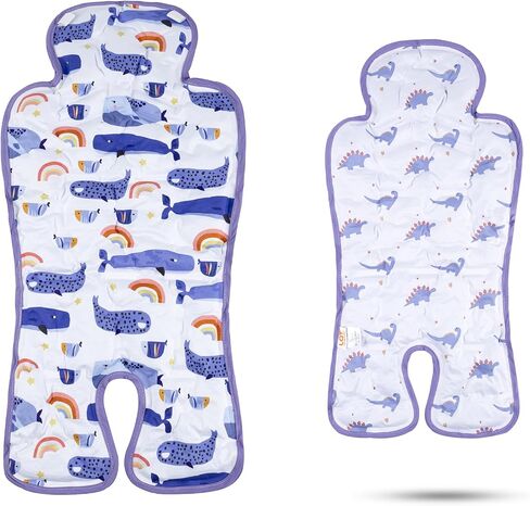 Gel Car Seat Cooler Pad,1 Pcak Double Sides-Universal Baby Stroller Ice Cushion,Summer Cooling Seat Liner,Multifunctional Suitable for Baby Dining Chair,Child Safety Seat(Dinosaur + Elephant) in Saudi Arabia