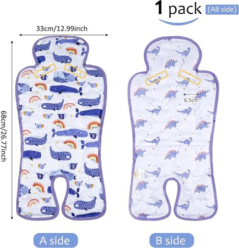 Gel Car Seat Cooler Pad,1 Pcak Double Sides-Universal Baby Stroller Ice Cushion,Summer Cooling Seat Liner,Multifunctional Suitable for Baby Dining Chair,Child Safety Seat(Dinosaur + Elephant) in Saudi Arabia