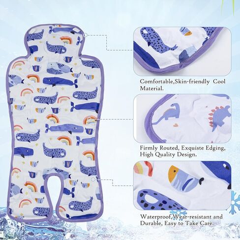 Gel Car Seat Cooler Pad,1 Pcak Double Sides-Universal Baby Stroller Ice Cushion,Summer Cooling Seat Liner,Multifunctional Suitable for Baby Dining Chair,Child Safety Seat(Dinosaur + Elephant) in Saudi Arabia