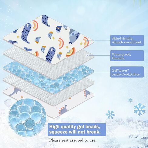 Gel Car Seat Cooler Pad,1 Pcak Double Sides-Universal Baby Stroller Ice Cushion,Summer Cooling Seat Liner,Multifunctional Suitable for Baby Dining Chair,Child Safety Seat(Dinosaur + Elephant) in Saudi Arabia