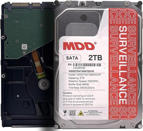 MDD 2 تيرابايت 64 ميجابايت كاش 7200 دورة في الدقيقة SATA 6.0 جيجابايت/ثانية 3.5 بوصة محرك الأقراص الصلبة للمراقبة الداخلية - MDD2TSATA6472DVR (متجدد) in Kuwait