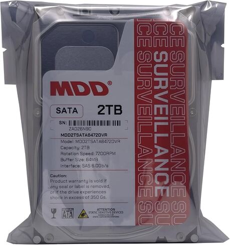 MDD 2 تيرابايت 64 ميجابايت كاش 7200 دورة في الدقيقة SATA 6.0 جيجابايت/ثانية 3.5 بوصة محرك الأقراص الصلبة للمراقبة الداخلية - MDD2TSATA6472DVR (متجدد) in Kuwait