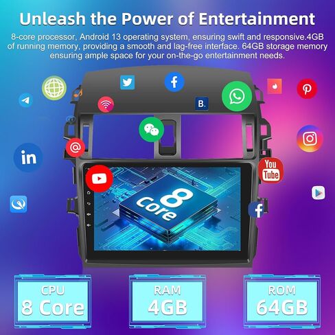 راديو السيارة 8 Core 4+64G EKAT Android لسيارة Toyota Corolla 2009-2013 - Carplay اللاسلكي وAndroid Auto شاشة لمس IPS 9 بوصة مع DSP/GPS/WiFi + كاميرا احتياطية وميكروفون in Saudi Arabia