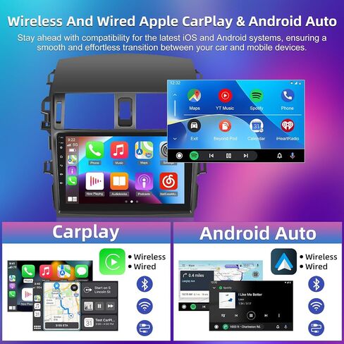 راديو السيارة 8 Core 4+64G EKAT Android لسيارة Toyota Corolla 2009-2013 - Carplay اللاسلكي وAndroid Auto شاشة لمس IPS 9 بوصة مع DSP/GPS/WiFi + كاميرا احتياطية وميكروفون in Saudi Arabia