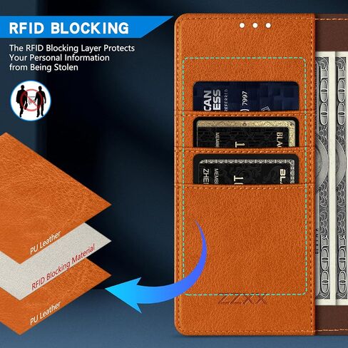 ZZXX for Samsung Galaxy Note 9 Wallet Case with [RFID Blocking] Card Slot Kickstand Magnetic Closure Leather Flip Fold Protective Phone Case for Samsung Galaxy Note 9 Case Wallet(Black-6.4 inch) in Saudi Arabia