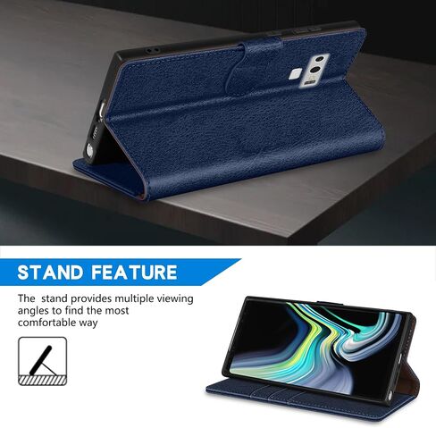 ZZXX for Samsung Galaxy Note 9 Wallet Case with [RFID Blocking] Card Slot Kickstand Magnetic Closure Leather Flip Fold Protective Phone Case for Samsung Galaxy Note 9 Case Wallet(Black-6.4 inch) in Saudi Arabia