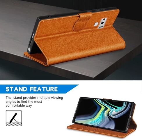 ZZXX for Samsung Galaxy Note 9 Wallet Case with [RFID Blocking] Card Slot Kickstand Magnetic Closure Leather Flip Fold Protective Phone Case for Samsung Galaxy Note 9 Case Wallet(Black-6.4 inch) in Saudi Arabia