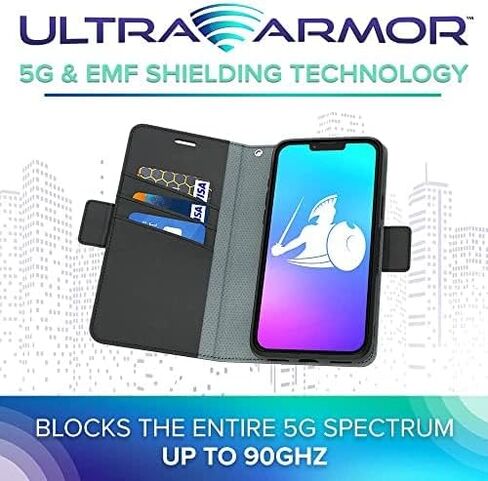 حافظة هاتف DefenderShield EMF تناسب iPhone 15 Pro Max - حافظة هاتف خلوي كاملة الطيف مضادة للإشعاع لتقليل الإشارات وانبعاثات البطارية - حافظة محفظة مغناطيسية iPhone EMF Blocker أرجواني in Kuwait