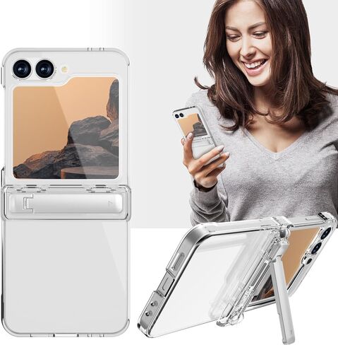 TDTOK Design for Samsung Galaxy Z Flip 6 Case, Ultra Slim Z Flip 6 Case with [Hinge Protection] [Back Scree Protector] [Foldable Kickstand] [Hard PC] Full Body Protective Case for Galaxy Z Flip 6 in Saudi Arabia