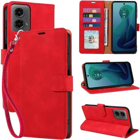 for Moto G 5G 2024 Case Wallet/for Moto G Play 5G 2024 Phone Case,RFID Blocking 4 Card Slots Holder,Wrist Strap,Shockproof Protective Stand Leather Magnetic Folio Flip Cover (Black) in Saudi Arabia