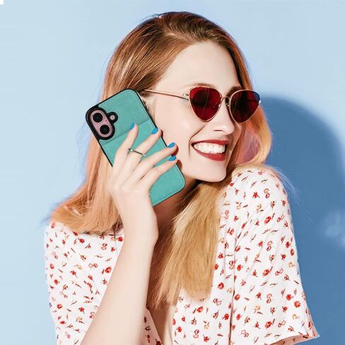 محفظة KIHUWEY لهاتف iPhone 16 مع حامل بطاقة الائتمان، حلقة دوران 360 درجة من جلد البولي يوريثان بمشبك مغناطيسي، غطاء حماية شديد التحمل للنساء والرجال 6.1 بوصة (أخضر نعناعي) in Kuwait
