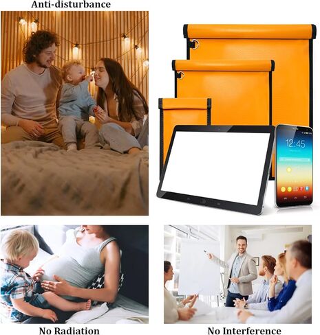3 Pack Yellow Faraday Bags, Extra Large Faraday Bag for Laptops & Tablets & Car Keys, Waterproof & Fireproof Faraday Cage, Anti-Theft RFID Faraday Key Fob Protector in Saudi Arabia