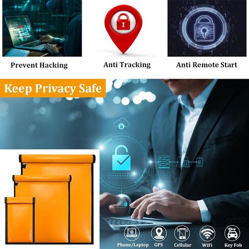 3 Pack Yellow Faraday Bags, Extra Large Faraday Bag for Laptops & Tablets & Car Keys, Waterproof & Fireproof Faraday Cage, Anti-Theft RFID Faraday Key Fob Protector in Saudi Arabia