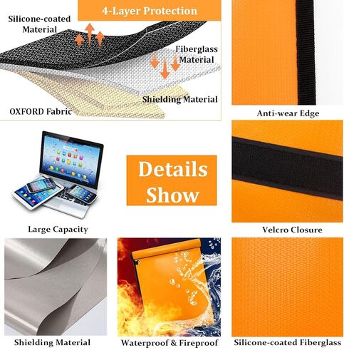 3 Pack Yellow Faraday Bags, Extra Large Faraday Bag for Laptops & Tablets & Car Keys, Waterproof & Fireproof Faraday Cage, Anti-Theft RFID Faraday Key Fob Protector in Saudi Arabia