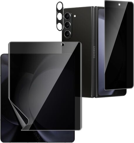 [6 Pack] for Samsung Galaxy Z Flip 6 Privacy Screen Protector, 2 Pack Internal Anti-Spy Film + 2 Pack Outer Privacy Glass Screen Protector + 2 PCS Metal Camera Lens Protector, Anti-Spy, Case Friendly in Kuwait