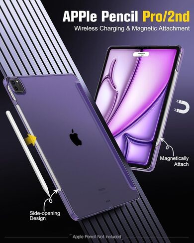MoKo Case Compatible with iPad Air 13 Inch M2 Case 2024/ iPad Pro 12.9 (6th/5th Gen 2022/2021), Slim Frosted Hard PC Back Cover, Support Touch ID & Pencil Pro/2nd/USB-C, Black in Saudi Arabia