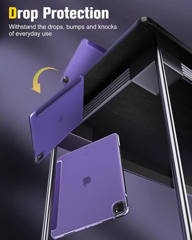 MoKo Case Compatible with iPad Air 13 Inch M2 Case 2024/ iPad Pro 12.9 (6th/5th Gen 2022/2021), Slim Frosted Hard PC Back Cover, Support Touch ID & Pencil Pro/2nd/USB-C, Black in Saudi Arabia