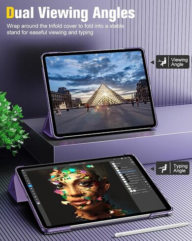 MoKo Case Compatible with iPad Air 13 Inch M2 Case 2024/ iPad Pro 12.9 (6th/5th Gen 2022/2021), Slim Frosted Hard PC Back Cover, Support Touch ID & Pencil Pro/2nd/USB-C, Black in Saudi Arabia
