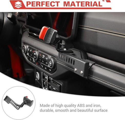 حامل هاتف مساعد الطيار، ملحقات داخلية لتثبيت الهاتف الخلوي متوافقة مع Jeep Wrangler JL JLU & Gladiator JT 2024 in Kuwait