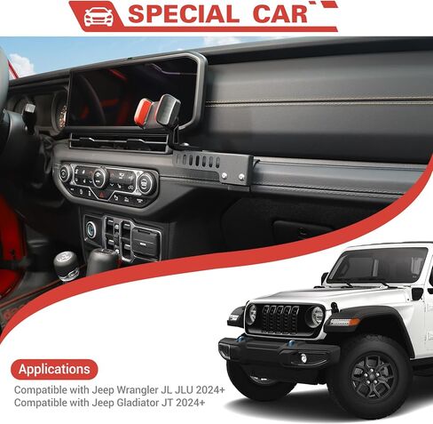 حامل هاتف مساعد الطيار، ملحقات داخلية لتثبيت الهاتف الخلوي متوافقة مع Jeep Wrangler JL JLU & Gladiator JT 2024 in Kuwait
