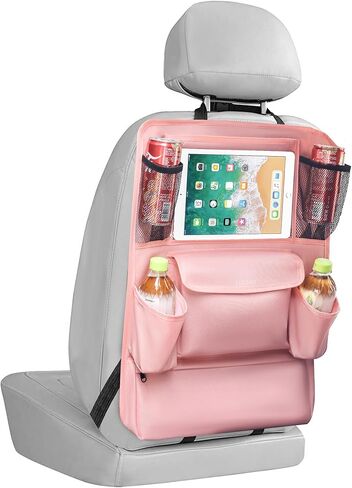 LUCMO Car Backseat Organizer with Touch Screen Tablet Holder,9 Storage Pockets Car Storage Organizer,Car Seat Back Protectors Kick Mats Travel Accessories for Kids-Black in Saudi Arabia