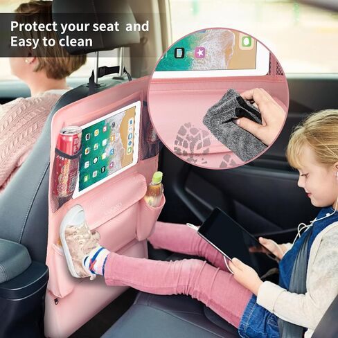 LUCMO Car Backseat Organizer with Touch Screen Tablet Holder,9 Storage Pockets Car Storage Organizer,Car Seat Back Protectors Kick Mats Travel Accessories for Kids-Black in Saudi Arabia