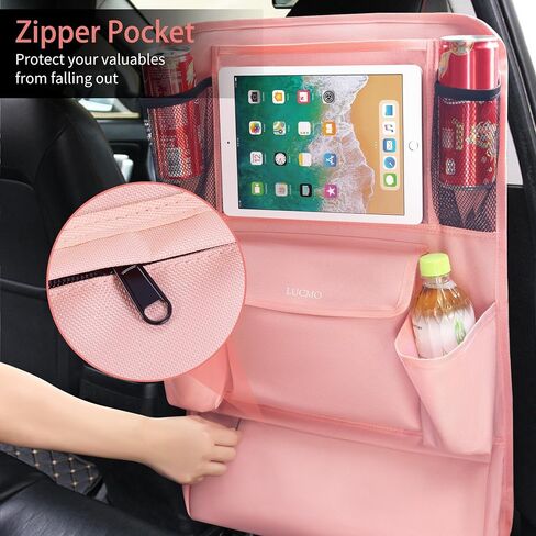 LUCMO Car Backseat Organizer with Touch Screen Tablet Holder,9 Storage Pockets Car Storage Organizer,Car Seat Back Protectors Kick Mats Travel Accessories for Kids-Black in Saudi Arabia