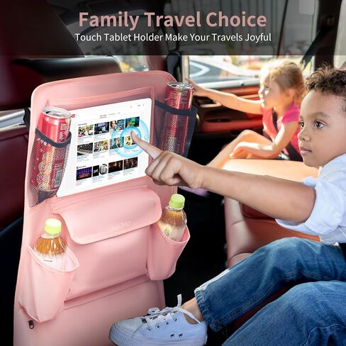LUCMO Car Backseat Organizer with Touch Screen Tablet Holder,9 Storage Pockets Car Storage Organizer,Car Seat Back Protectors Kick Mats Travel Accessories for Kids-Black in Saudi Arabia
