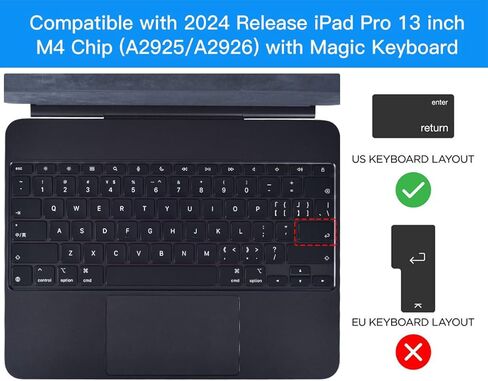 غطاء لوحة المفاتيح لجهاز iPad Pro 13 بوصة M4 Chip (A2925/A2926) مع لوحة مفاتيح سحرية، أحدث غطاء حماية للوحة المفاتيح iPad Pro 13 M4 2024، ملحقات iPad Pro 13 M4 2024، TPU in Kuwait