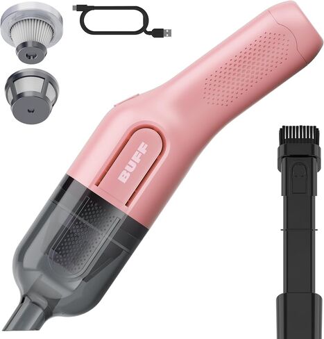 BUFF Cordless Handheld Vacuum, Rechargeable Car Vacuum Cleaner with Combo Crevice and Brush Tool Included, for Home, Office, Car, Pets - Black in Saudi Arabia