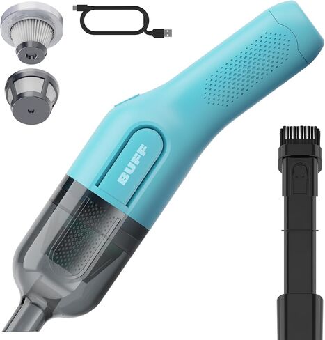BUFF Cordless Handheld Vacuum, Rechargeable Car Vacuum Cleaner with Combo Crevice and Brush Tool Included, for Home, Office, Car, Pets - Black in Saudi Arabia