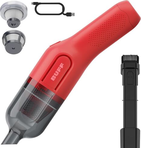 BUFF Cordless Handheld Vacuum, Rechargeable Car Vacuum Cleaner with Combo Crevice and Brush Tool Included, for Home, Office, Car, Pets - Black in Saudi Arabia