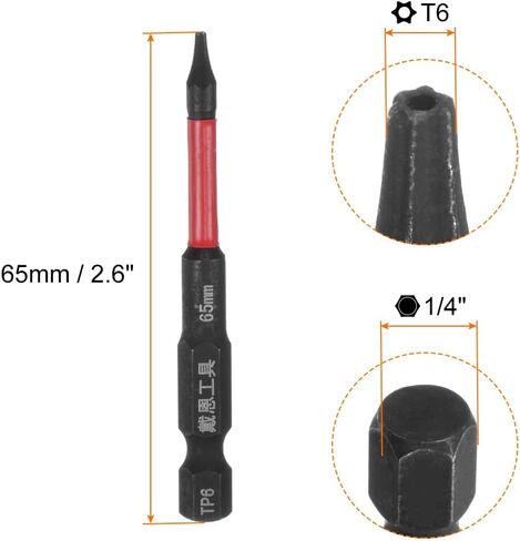 HARFINGTON 10 قطع تأثير توركس صعبة مثقاب T25 2.6 "طول 1/4" عرافة عرقوب S2 الصلب المغناطيسي إدراج نجمة 6 نقطة رئيس مفك بت in Saudi Arabia