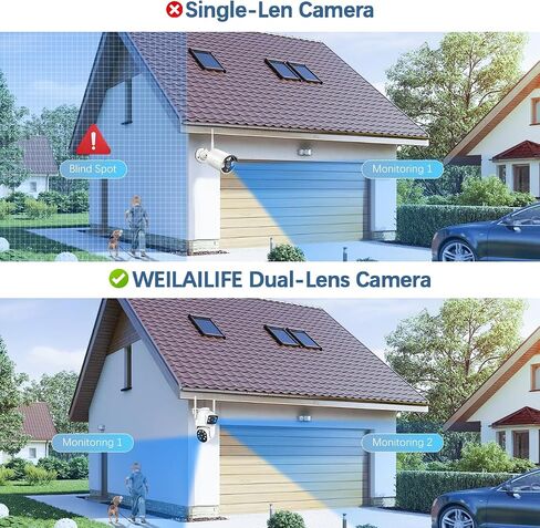 WEILAILIFE 【2-Way Audio & Dual Lens Linkage】 4MP Wireless PTZ Security Camera,360° View, 2.4/5GHz WiFi Home Security Cameras with Auto Tracking, IP66 Waterproof in Saudi Arabia