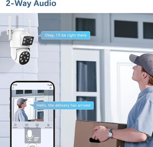 WEILAILIFE 【2-Way Audio & Dual Lens Linkage】 4MP Wireless PTZ Security Camera,360° View, 2.4/5GHz WiFi Home Security Cameras with Auto Tracking, IP66 Waterproof in Saudi Arabia