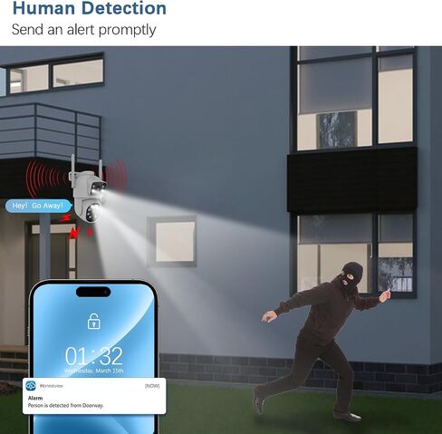 WEILAILIFE 【2-Way Audio & Dual Lens Linkage】 4MP Wireless PTZ Security Camera,360° View, 2.4/5GHz WiFi Home Security Cameras with Auto Tracking, IP66 Waterproof in Saudi Arabia