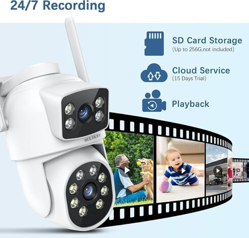 WEILAILIFE 【2-Way Audio & Dual Lens Linkage】 4MP Wireless PTZ Security Camera,360° View, 2.4/5GHz WiFi Home Security Cameras with Auto Tracking, IP66 Waterproof in Saudi Arabia